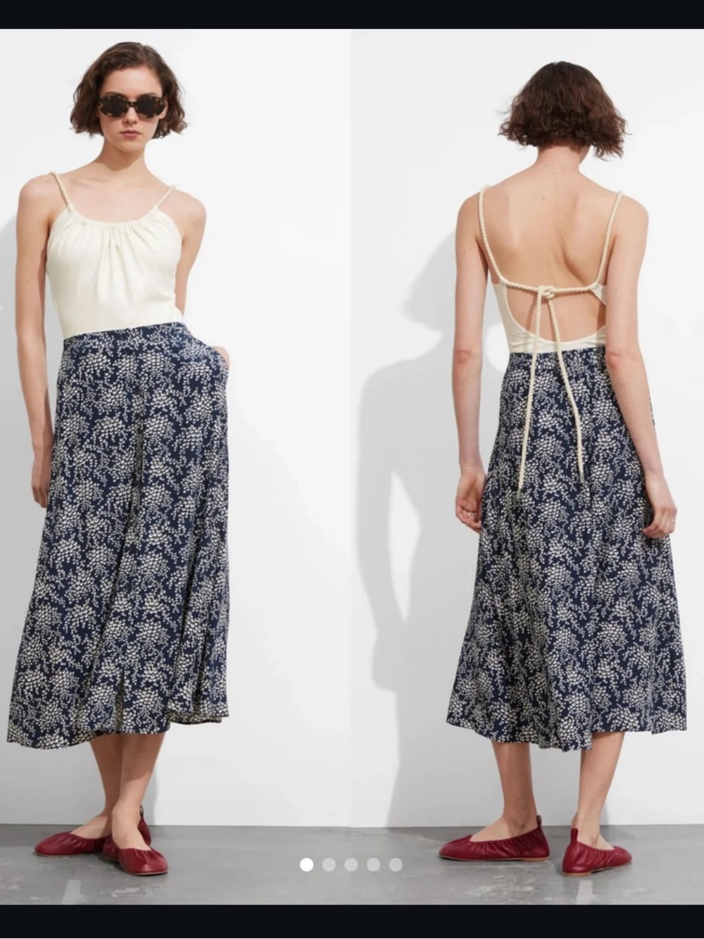& Other Stories Buttoned A-Line Midi Skirt Sz 12